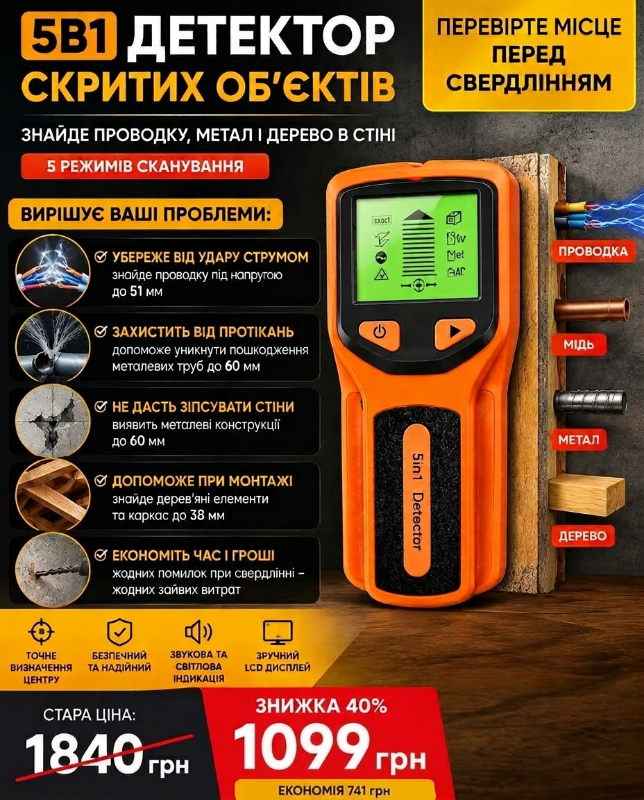 Детектор прихованої проводки HW430